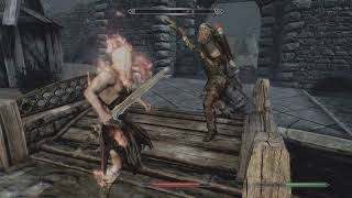 Storm Fight In Whiterun Skyrim [upl. by Nannette606]