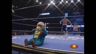 Wrestler drop kicks midget in a monkey suit [upl. by Chamkis]