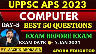 UPPSC APS Computer Classes  UPPSC APS Vacancy 2023  UPPSC APS Most Expected Questions  Day5 [upl. by Ellsworth]