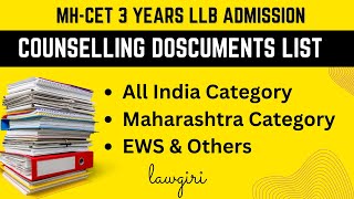 MH CET 3 year LLB Cap Round 2024 Documents RequiredMH CET Law Counselling Admission Process [upl. by Nicko962]