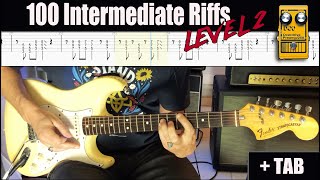 100 Intermediate Riffs  TAB  Journey Through The Guitar World [upl. by Ardnuek]