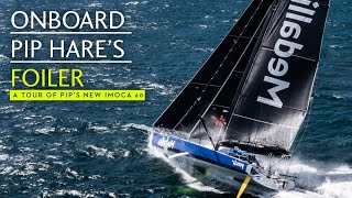 A singlehanded foiling beast for ocean racing – Pip Hares tour of her IMOCA 60 Medallia 2 [upl. by Acsirp143]