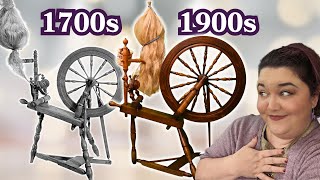 How 18th Century Flax Wheels Spin On ft My Country Craftsman Spinning Wheel [upl. by Marice580]