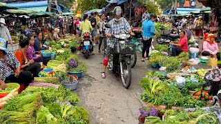 Cambodia’s Vihear Sour Market Fresh Ingredients and Delicacies Street Food for Factory Workers [upl. by Beckerman791]