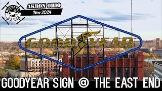 Drone Flight around The East End amp Goodyear Sign in Akron Ohio USA  Nov 2024 [upl. by Oremo680]