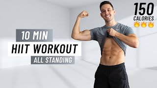 10 MIN CARDIO HIIT WORKOUT  ALL STANDING  Fat Burning No Equipment [upl. by Retsila]