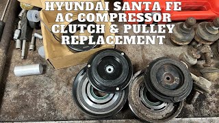 Hyundai Santa Fe Ac Compressor Clutch amp Pulley Replacement [upl. by Shawnee3]