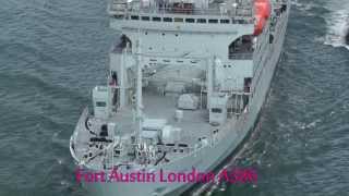 RFA Fort Austin A386 goes under Forth Bridges [upl. by Simdars]