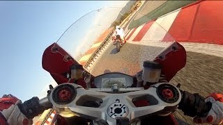 Ducati 1199 Panigale onboard VS Ducati 1199R at Circuit de Catalunya Montmeló [upl. by Deming424]