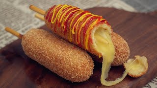 Mozzarella Cheese Corn Dog Recipe Korean Street Food [upl. by Atteirneh376]