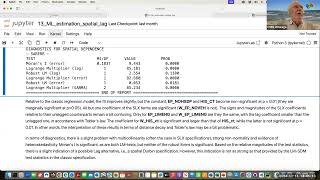 Applied Spatial Regression Analysis  Notebooks ML Estimation Spatial Lag Model [upl. by Aldas73]