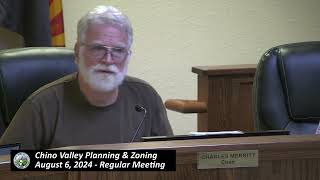 Chino Valley Planning amp Zoning  August 6th 2024  Regular Meeting [upl. by Anwahsat73]