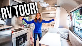 RV TOUR  UPGRADED 2020 Airstream 22fb Bambi  full time RV life [upl. by Ledniahs]