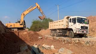 Shantui SE210 Excavator Loading Dump Truck Working [upl. by Heall]