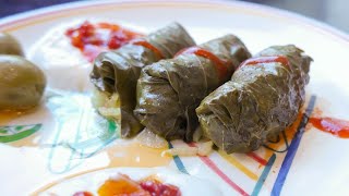 How to Make Stuffed Grape Leaves Dolmas Dolmades Yaprak [upl. by Atsillac475]