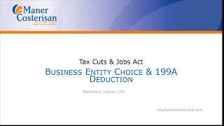 Business Entity Choice and Pass Through 199a Deduction Webinar [upl. by Ssenav]