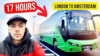 17 HRS ON FLIXBUS COACH  LONDON TO AMSTERDAM [upl. by Lamonica]