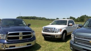 2013 Ram 1500 vs Ford F150 vs Chevy Silverado 060 MPH Mashup Test amp Review [upl. by Valerle131]