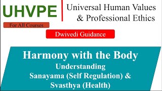 UHVPE  Understanding Sanayama and Svasthya  Self regulation Health Harmony with the Body [upl. by Cresida969]