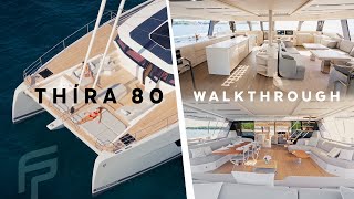 Discover all the luxurious spaces of this 24meter catamaran yacht Thíra80 [upl. by Derinna]