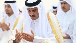 10 April 2024  Sheikh Tamim Emir of Qatar performed Eid ul Fitr prayer [upl. by Emmeline]