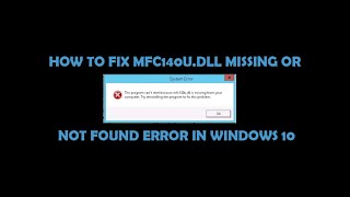 How to Fix MFC140Udll Missing or Not Found Error in Windows 1087  Easy Method [upl. by Aihpled]