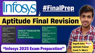 🔥Infosys Aptitude Final Revision  Infosys 2025 System Engineer Exam Preparation [upl. by Ennahtebazile]