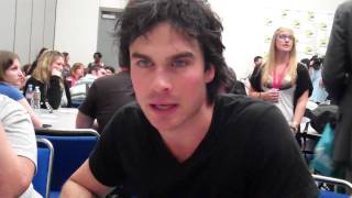 VAMPIRE DIARIES Ian Somerhalder hits Comic Con talks Damon and Katherine [upl. by Phillip522]