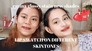 Emina Glossy Stain New Shades Lip Swatches  Nadya Aqilla [upl. by Sirak]