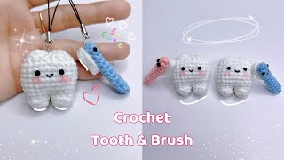 Crochet Couple Keychain Tooth and Brush 🦷🪥 Móc Móc Khoá Răng Và Bàn Chải [upl. by Inalaehak]