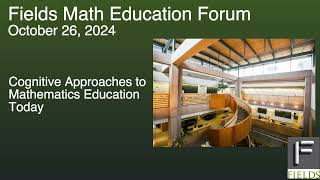 October Math Ed Forum  Welcome and Intro [upl. by Notlok]