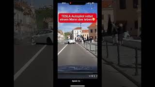 Tesla Auto Pilot saves man😱shorts tesla [upl. by Nner22]