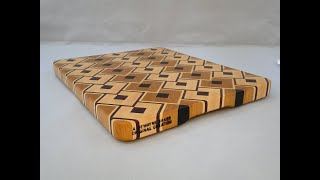 Stacked diamond pattern end grain cutting board [upl. by Aryaz]