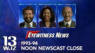 WJZTV Baltimore  Eyewitness News Noon Newscast Close  19931994  WJZ 13 [upl. by Almita]