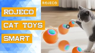 ROJECO Cat Toys Smart Interactive Cat Bouncing Ball Automatic Rolling Ball Training Selfmoving Elec [upl. by Mei]