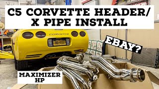 C5 CORVETTE HEADERS AND X PIPE INSTALL MAXIMIZER HP KIT FROM EBAY C5 Track Car Episode 17 [upl. by Nylkaj]