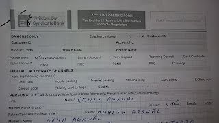 How to Fill Account Opening Form of Syndicate Bank [upl. by Sivartal]