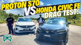 DRAG TEST PROTON S70 VS HONDA CIVIC FE RS Mana Yang Terrrpalinggg Powerrrr [upl. by Theda367]