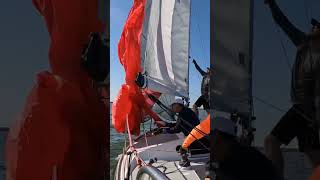 J24 spinnaker hoist for the winning regatta sailing lifehacks [upl. by Thedric]