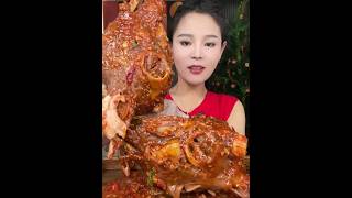 Mukbang Eating pork meat and sheep head mukbang asmr shorts youtubeshorts [upl. by Hnamik609]