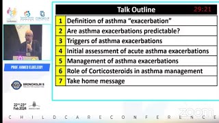 Management of Acute Asthma Exacerbation Prof Ahmed Elbliedy 2024 [upl. by Eiffub425]