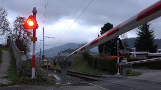 Bahnübergang quotRotachenquot in Brenzikofen  RBDe 566 II 241 uncut [upl. by Atreb]