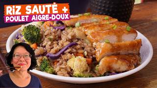 Riz Sauté et Poulet AigreDoux 🤤 Les restes du frigo font un délicieux repas [upl. by Averell]