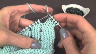 Knitting with Beads the stringing method Tutorial [upl. by Teahan]