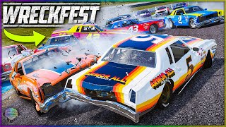 The REAL Wall of CHAMPIONS  Wreckfest 70s NASCAR at Lakeside [upl. by Binah]