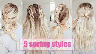 5 Cute Hairstyles for Spring  EASY  Twist Me Pretty [upl. by Vernor711]