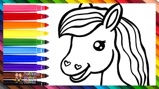 Come Disegnare Un Cavallo 🐴 Disegnare E Colorare Un Cavallo Carino 🐎🌈 Disegni Per Bambini [upl. by Engeddi208]