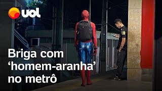 ‘Homemaranha’ joga homem no trilho do metrô após agressão em BH [upl. by Hands]