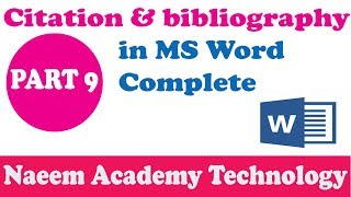 Citation amp Bibliography in Ms Word Urdu Hindi Tutorial [upl. by Lanod]