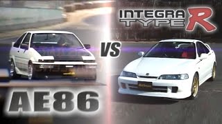 ENG CC Tsuchiyas AE86 vs Integra Type R in Tsukuba AEHV01 [upl. by Ecidnac]